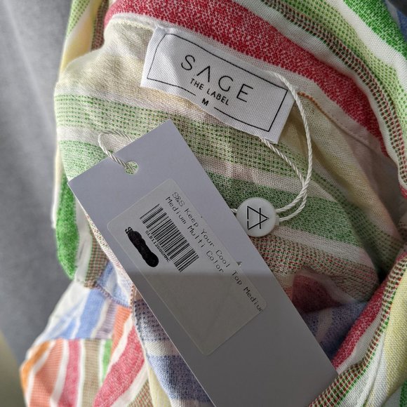 Sage the label new with tags tie front button down blouse women's large - Picture 3 of 3